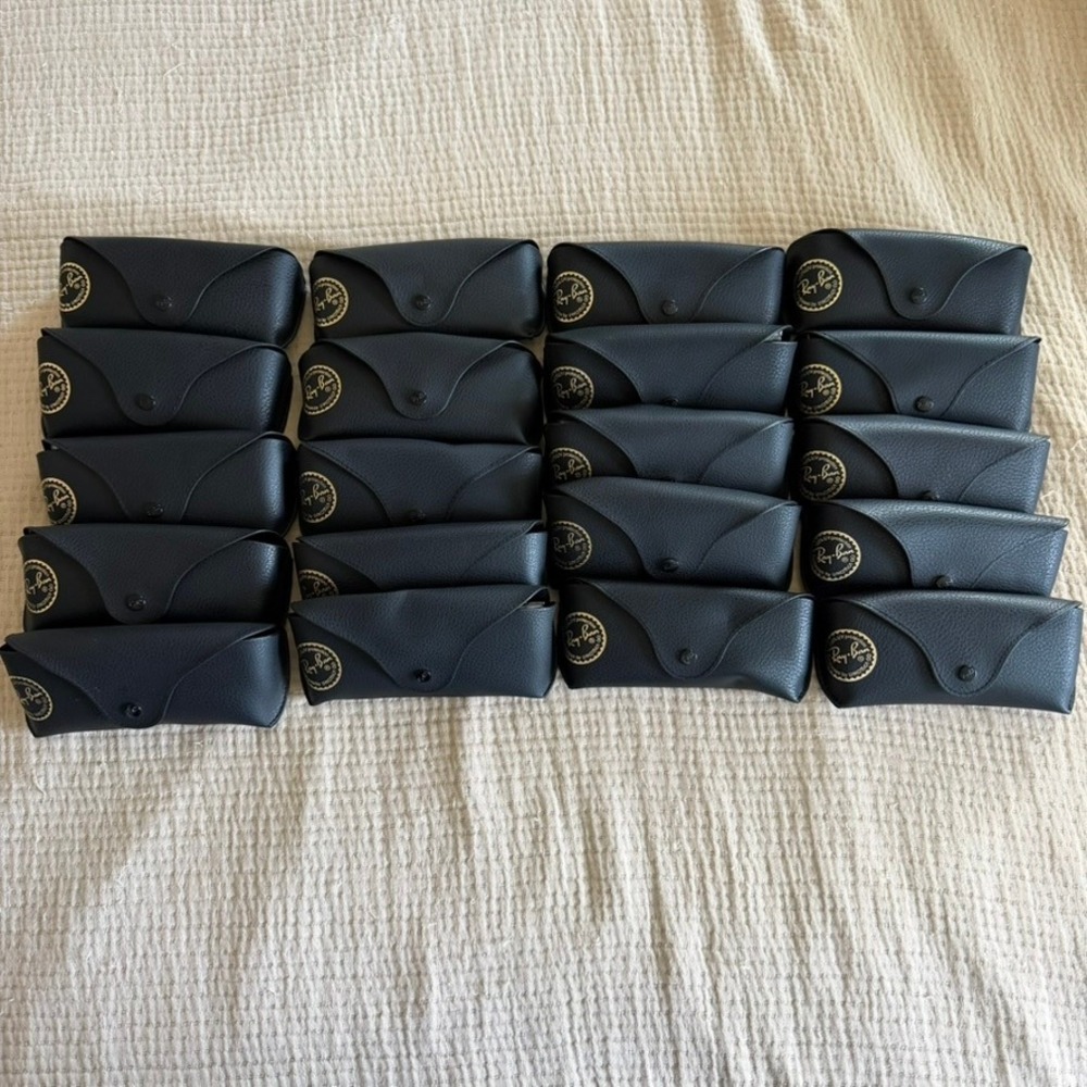 Ray-Ban Sunglasses Cases Lot of 20 w/ New Cleaning Cloths OEM Luxottica Black